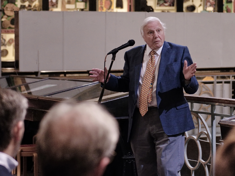 Sir David Attenborough at the Pitt Rivers Museum. Photo by Mike Peckett