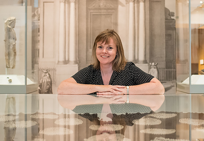 Clare Cory in the Ashmolean Story Gallery, which was supported by donors. Photo by John Cairns